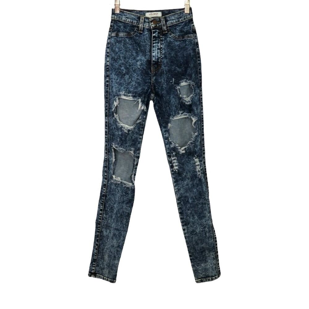 Urban Outfitters Vibrant MIU Ripped Acid Wash Jeans High Rise Jeans 25"